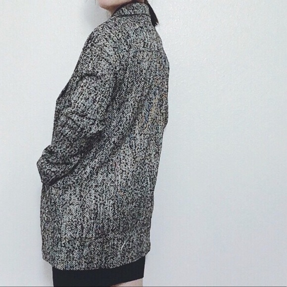 NWOT Wool Blend Oversized Blk/Wht Knitting Jacket - Picture 3 of 5